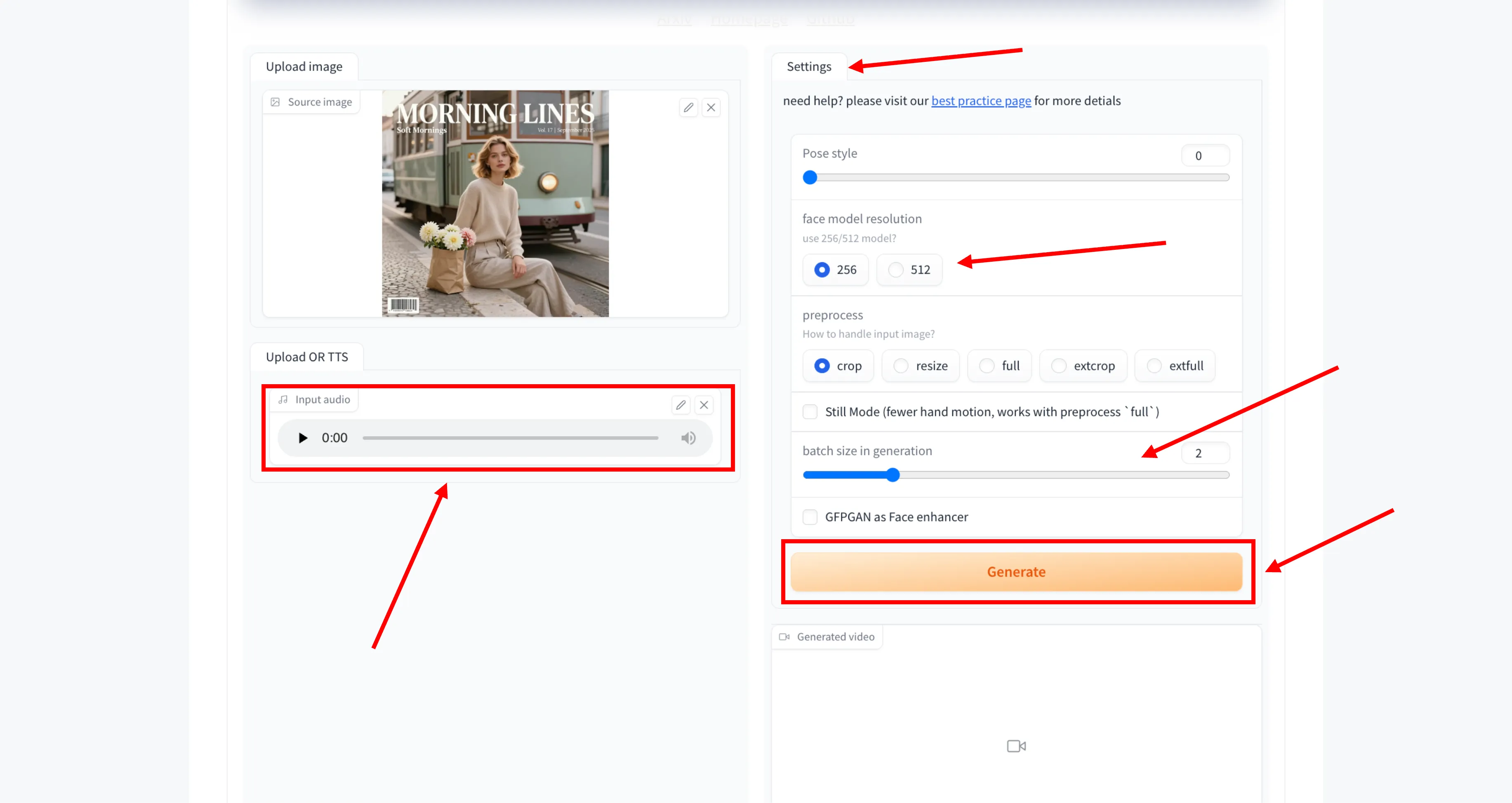 SadTalker Interface Preview
