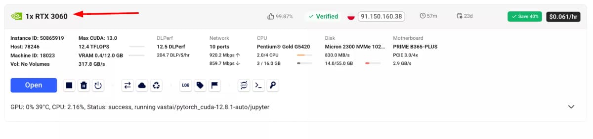 RTX 3090 cloud instance specification overview