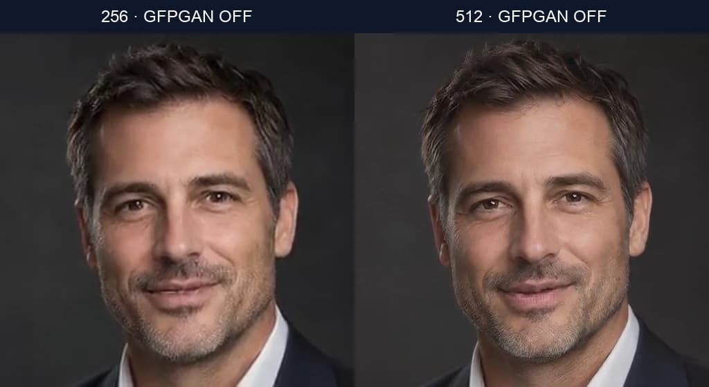 256 vs 512 matched output comparison