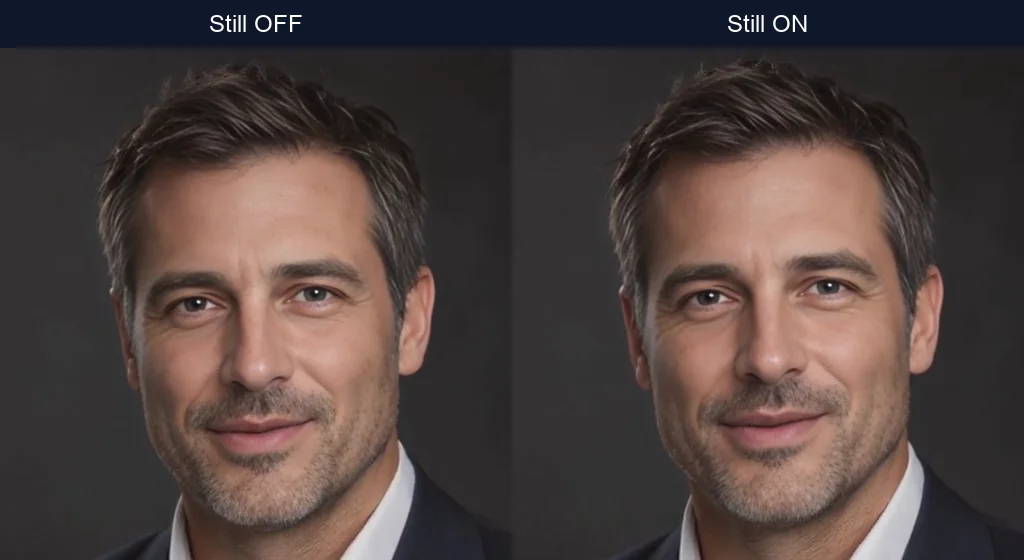Still ON vs OFF matched output comparison