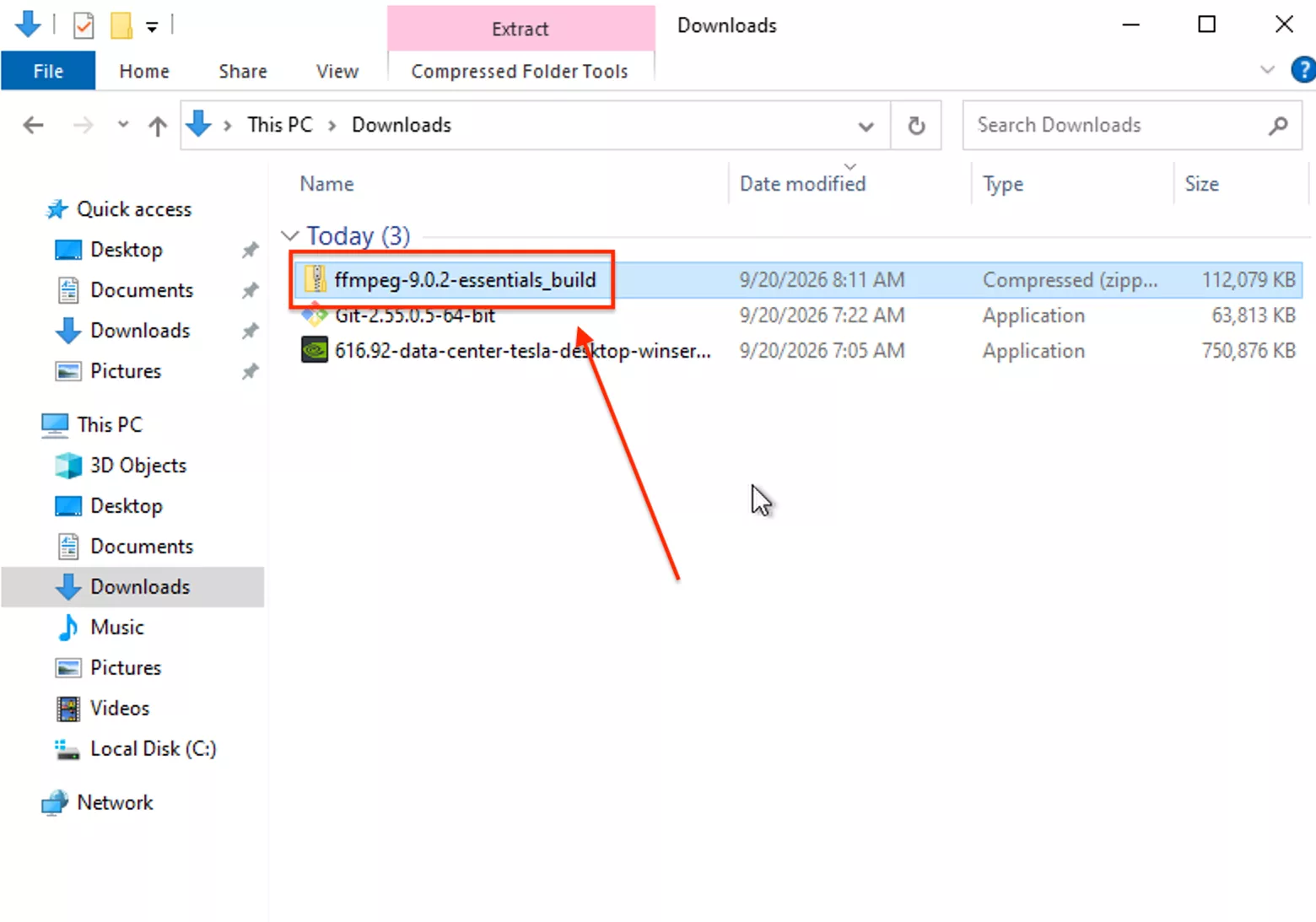 ffmpeg-release-essentials.zip from gyan.dev